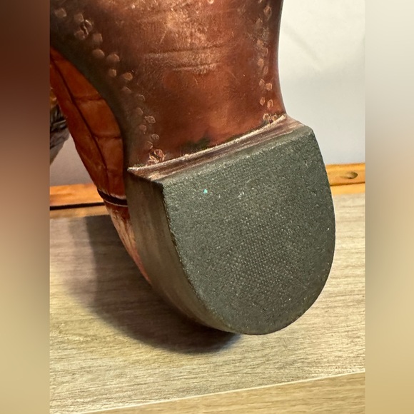 Men’s Black Jack Cowboy Boots Phoenix Inlay Alligator Hornback Size 7 EE Cognac - Picture 14 of 16